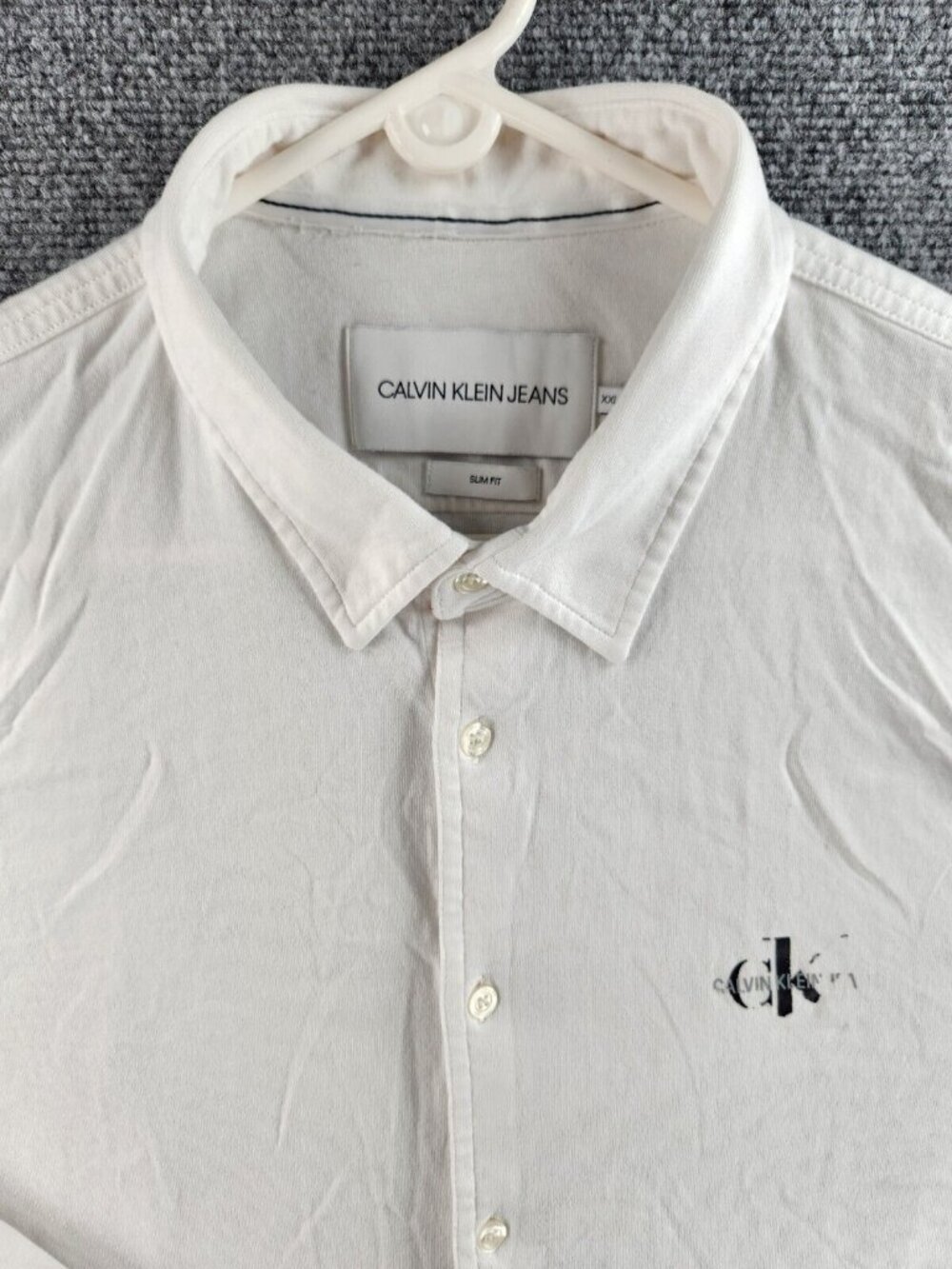 Calvin Klein Jeans Knit White Ivory Long Sleeve Button Up Shirt Slim Fit 2XL